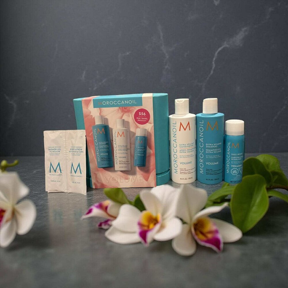 Moroccanoil Volume Set Shampoo Conditioner Root Boost Body Lotion Shower Gel